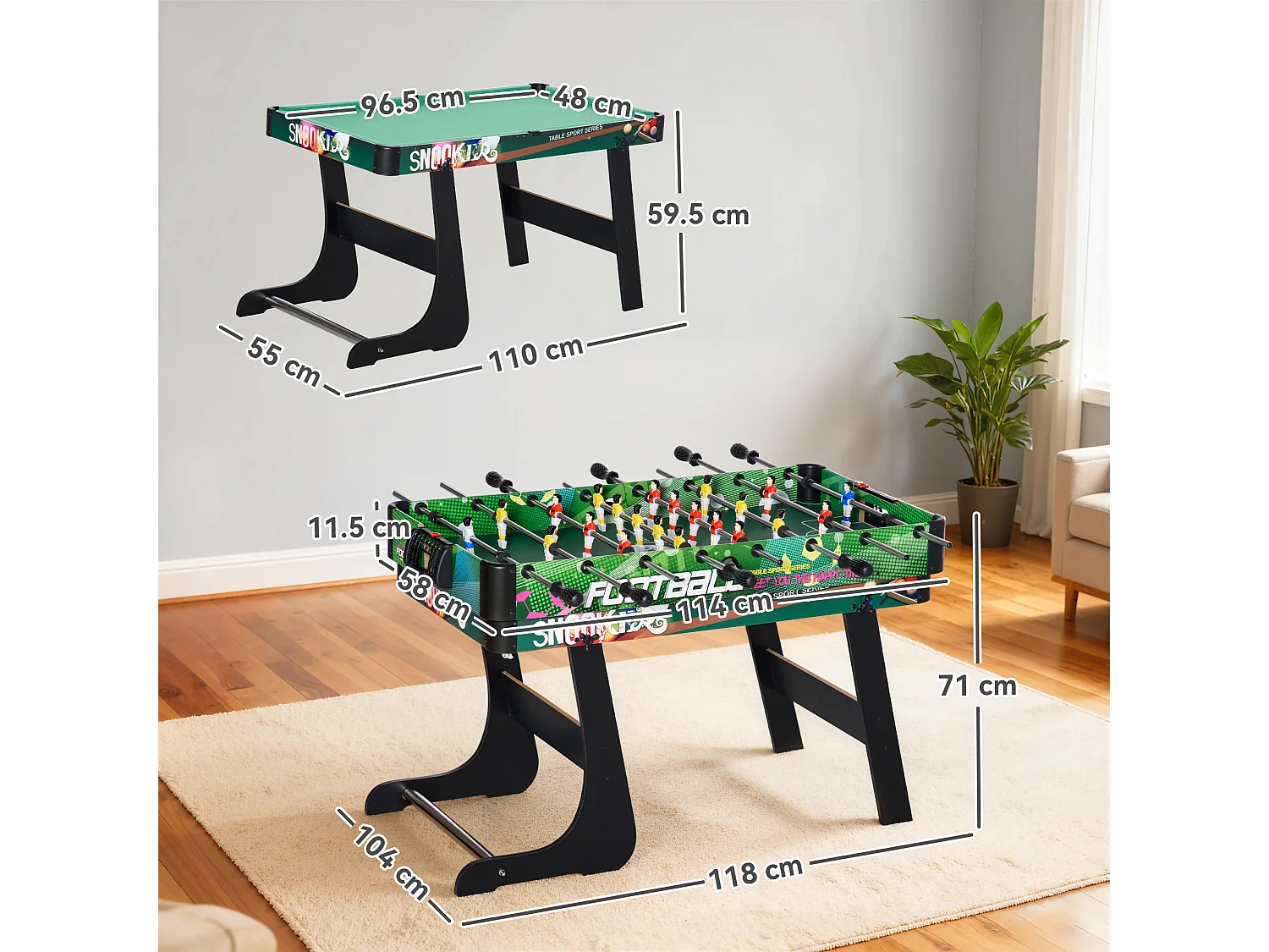 Tavolo da gioco 6 in 1 in mdf, resina e acciaio inox multicolore