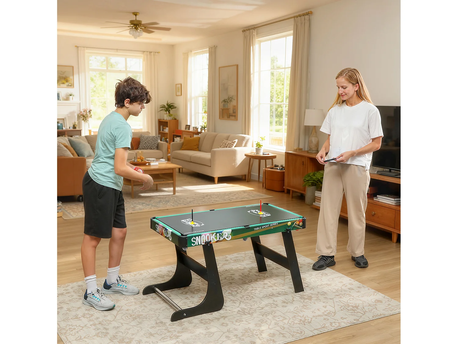 Tavolo da gioco 6 in 1 in mdf, resina e acciaio inox multicolore