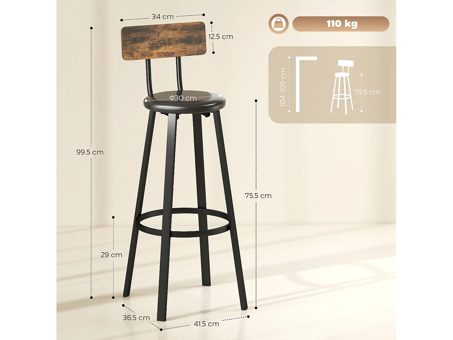 Set 2 sgabelli bar con schienale sgabelli cucina in finta pelle