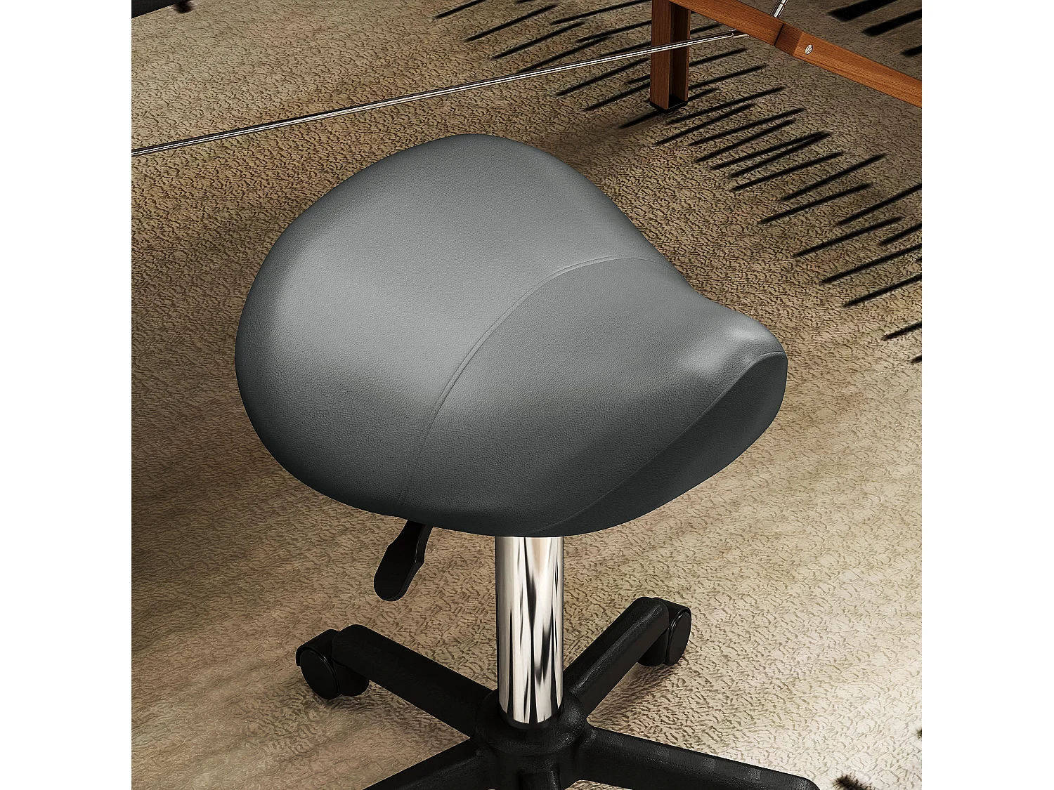 Sgabello girevole a sella con ruote, sgabello per parrucchiere ed estetista