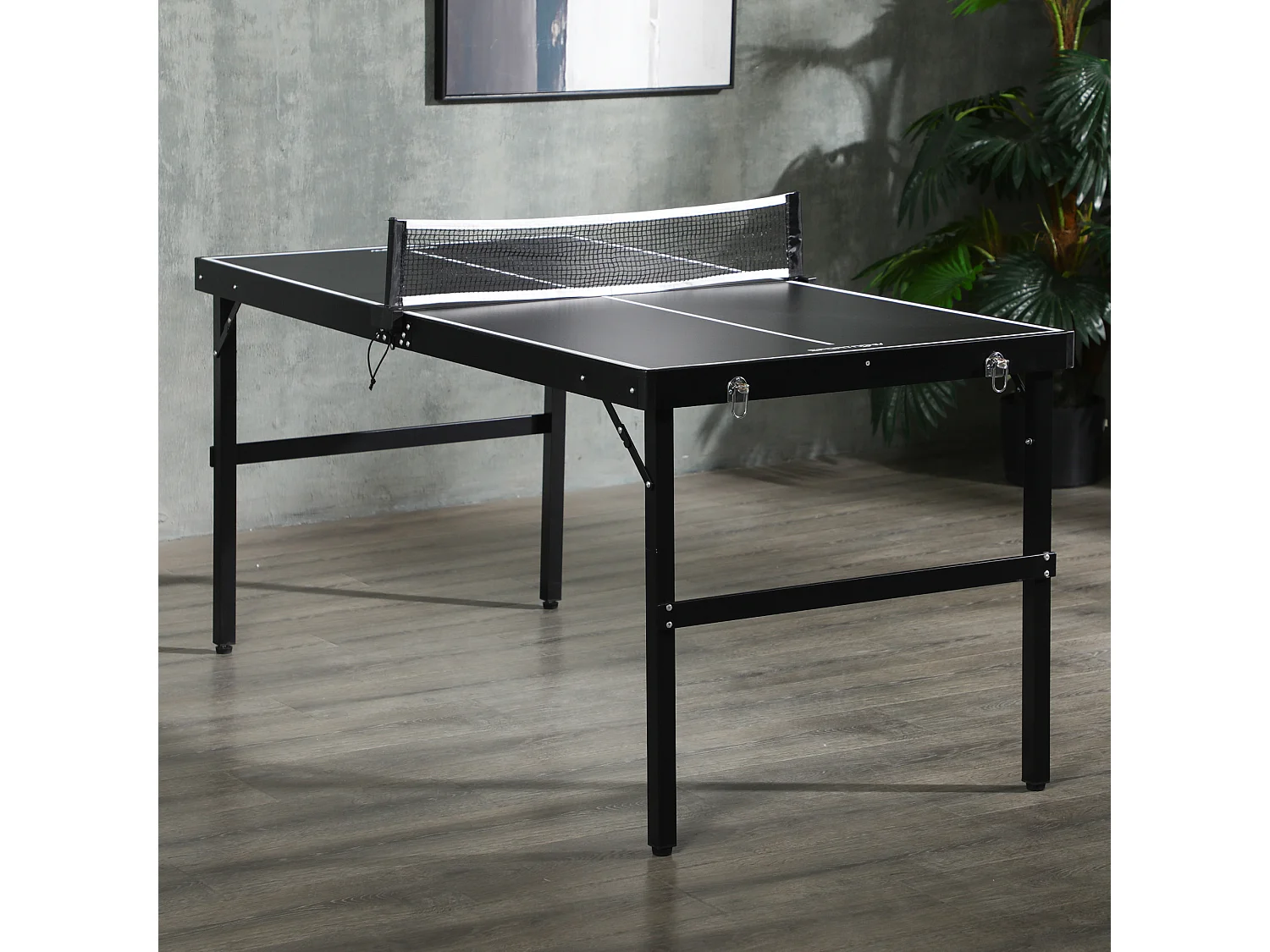 Tavolo ping pong pieghevole in alluminio e mdf 152x76x72 cm nero