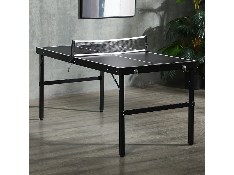 Tavolo ping pong pieghevole in alluminio e mdf 152x76x72 cm nero