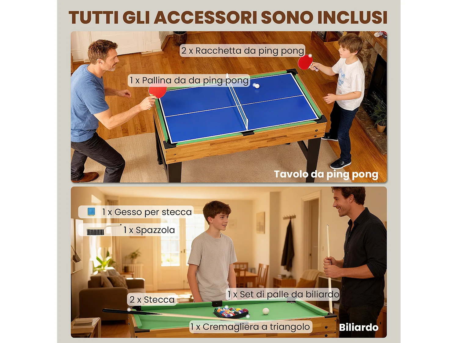 Tavolo multigioco 13 in 1 per adulti e bambini da 6 anni