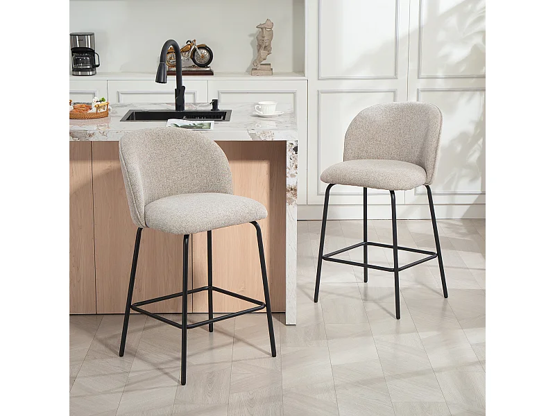 Set 2 sgabelli bar con schienale ergonomico sgabelli cucina in lino