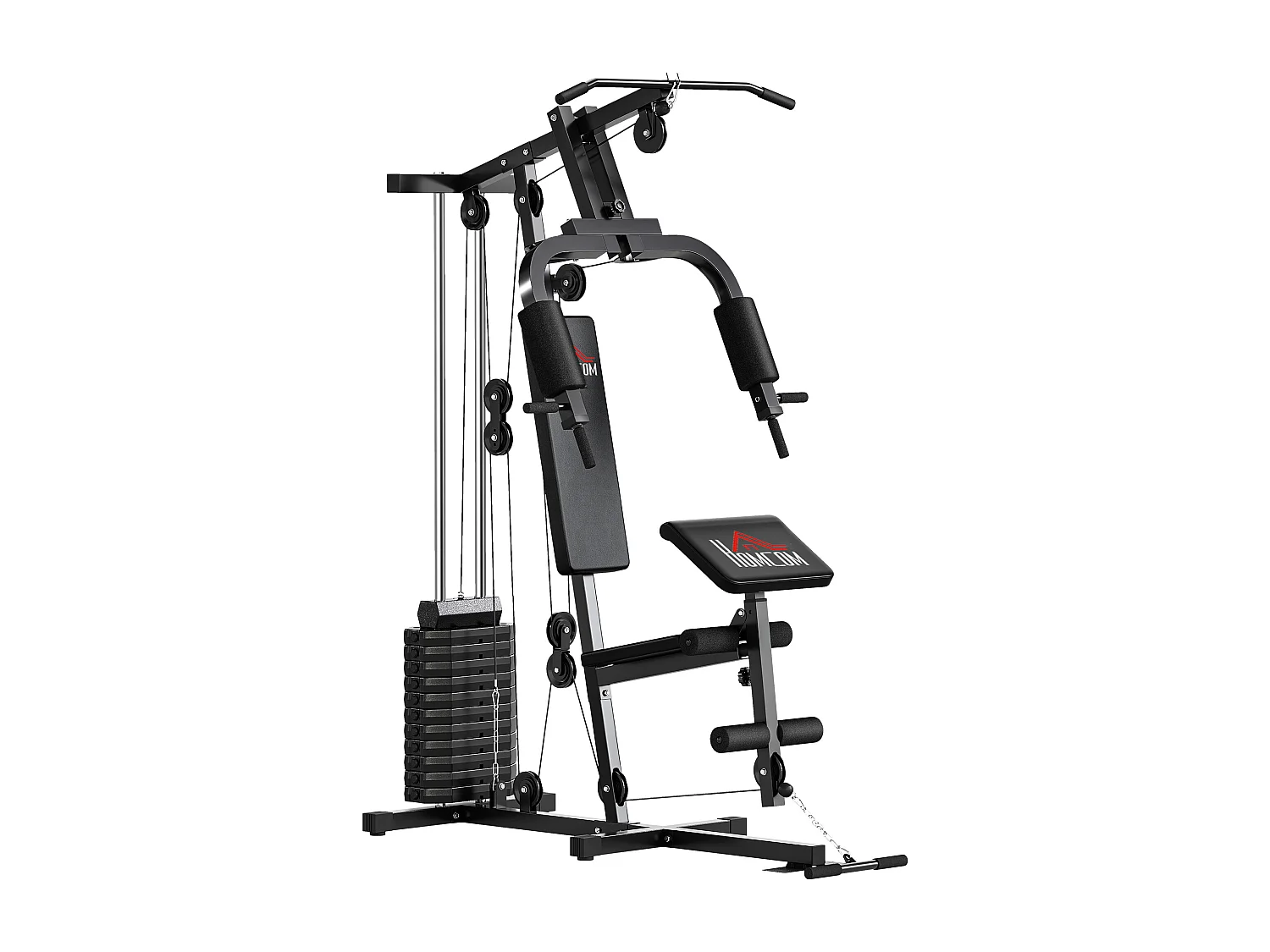 Stazione fitness in acciaio e pu con seduta e schienale imbottiti nero