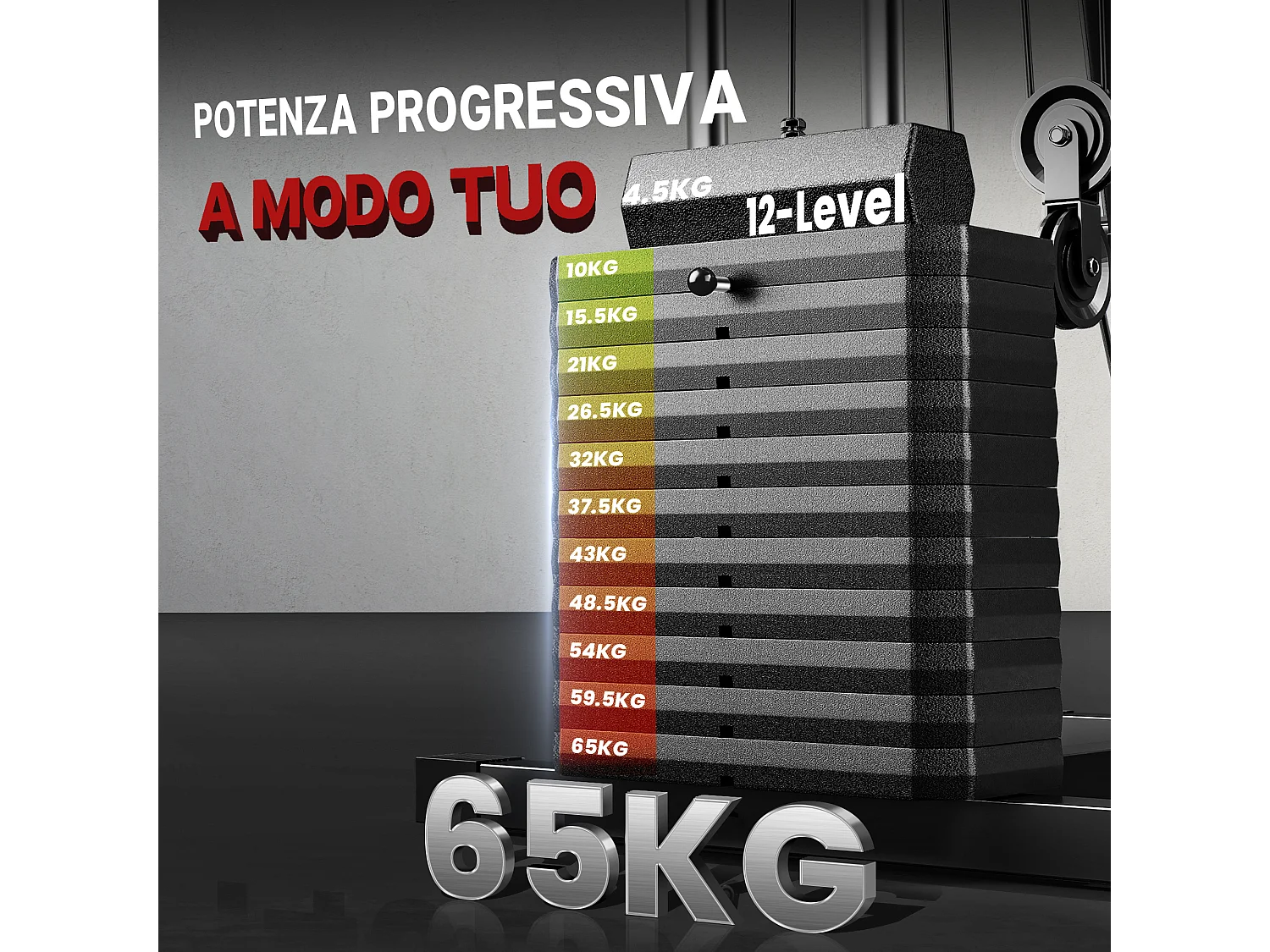 Stazione fitness in acciaio e pu con seduta e schienale imbottiti nero