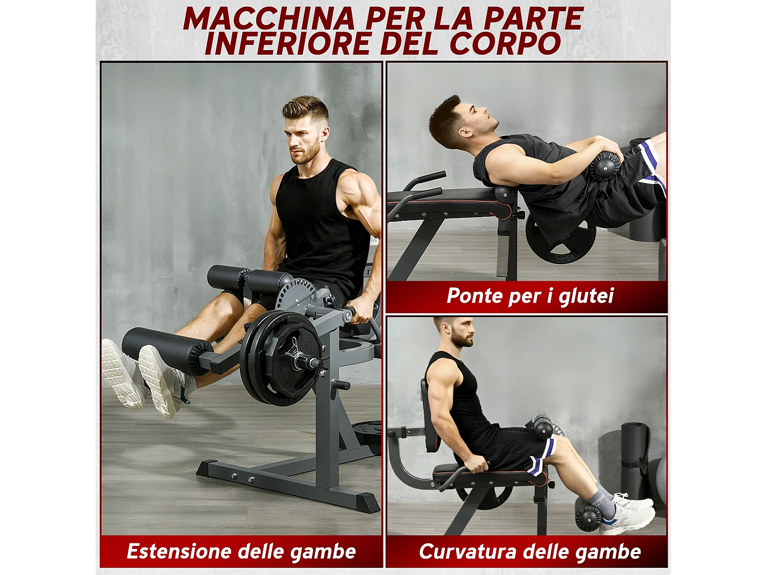 Calf machine con schienale e cuscinetti regolabili 100x90x105 cm