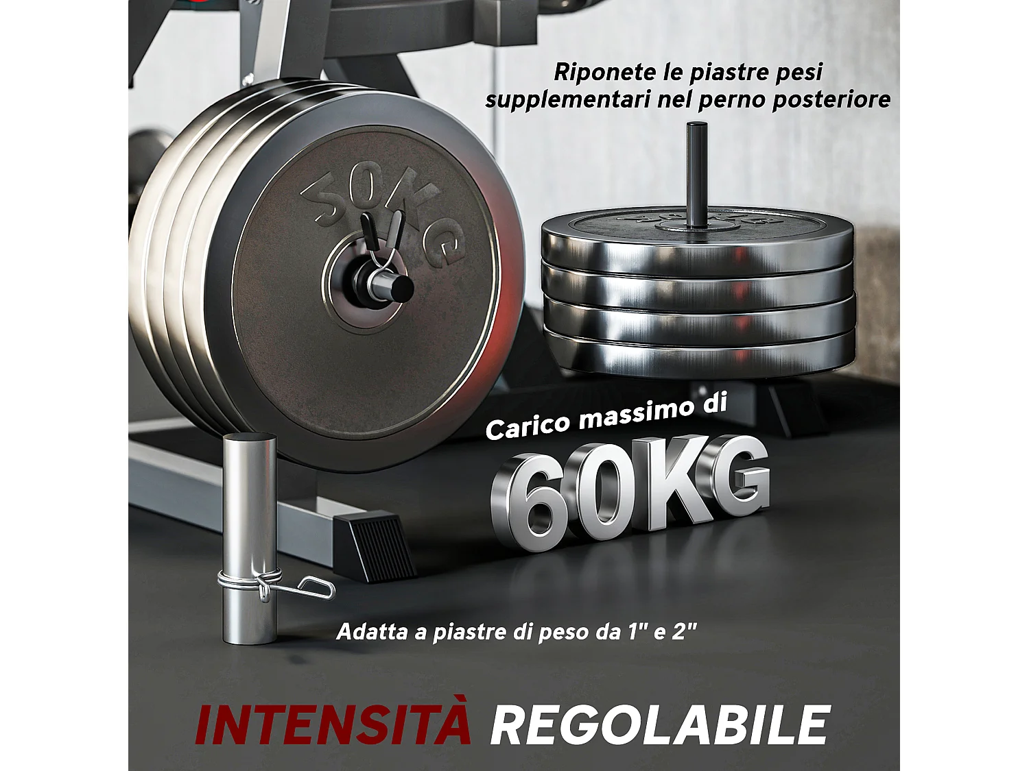 Calf machine con schienale e cuscinetti regolabili 100x90x105 cm
