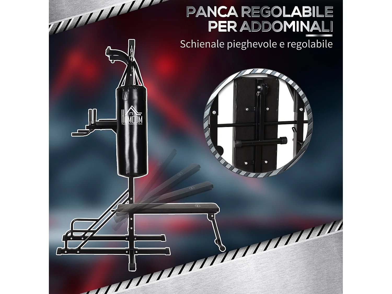 Power tower con panca e sacco da boxe 20kg