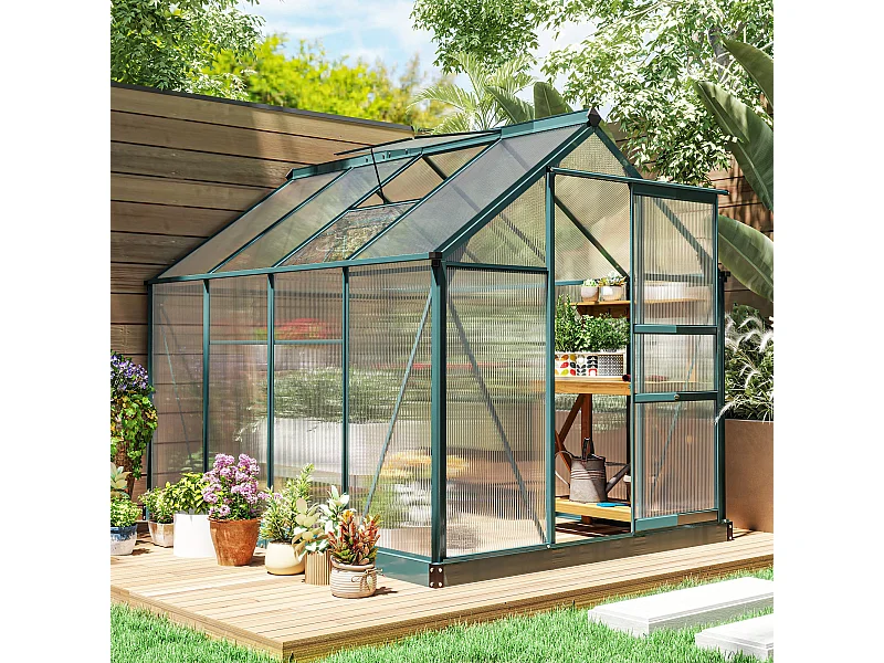 Serra da giardino in policarbonato 190x252x201cm serra per piante con base