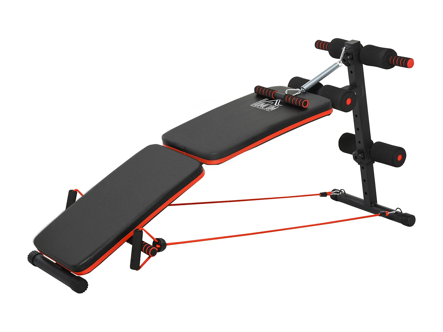 Panca per addominali pieghevole regolabile con imbottitura nera rossa