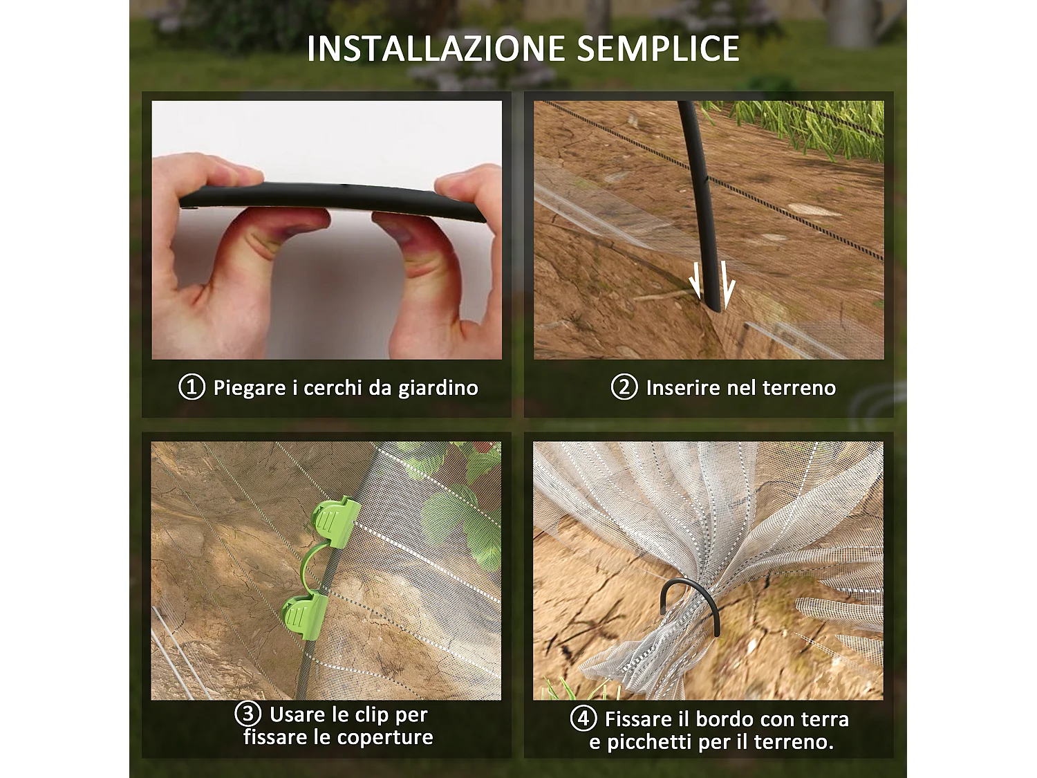 Cerchi da giardino per serra archi per serra tunnel orto con copertura a rete