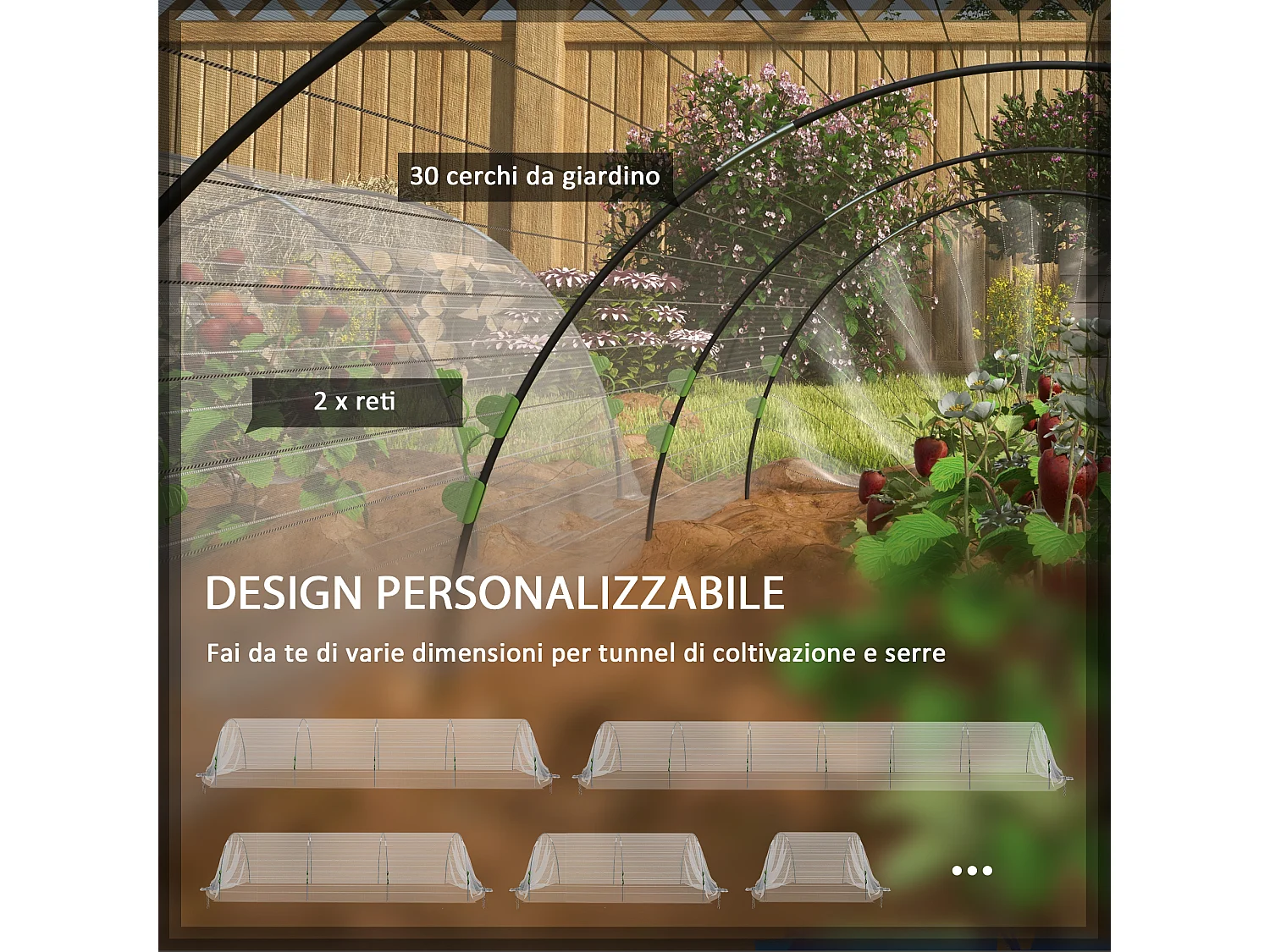 Cerchi da giardino per serra archi per serra tunnel orto con copertura a rete