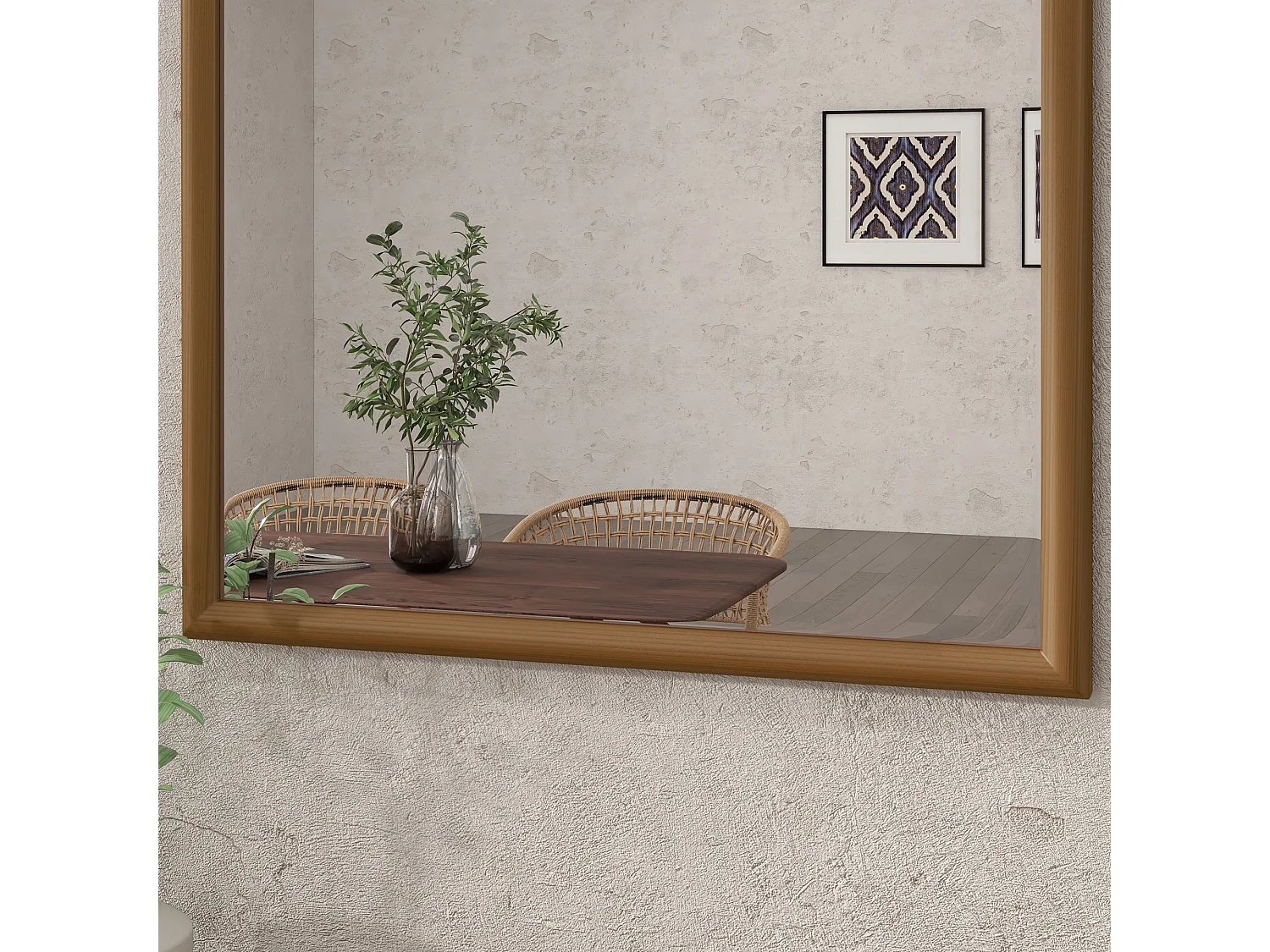 Specchio da parete ad arco con cornice in legno marrone scuro