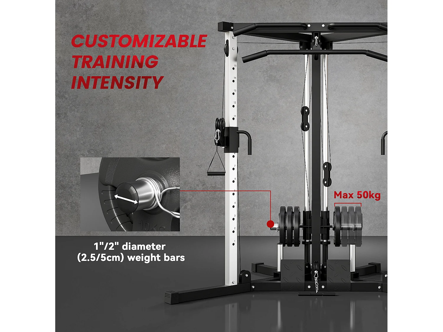 Stazione Fitness multifunzione con sbarra trazioni e bilanciere nero