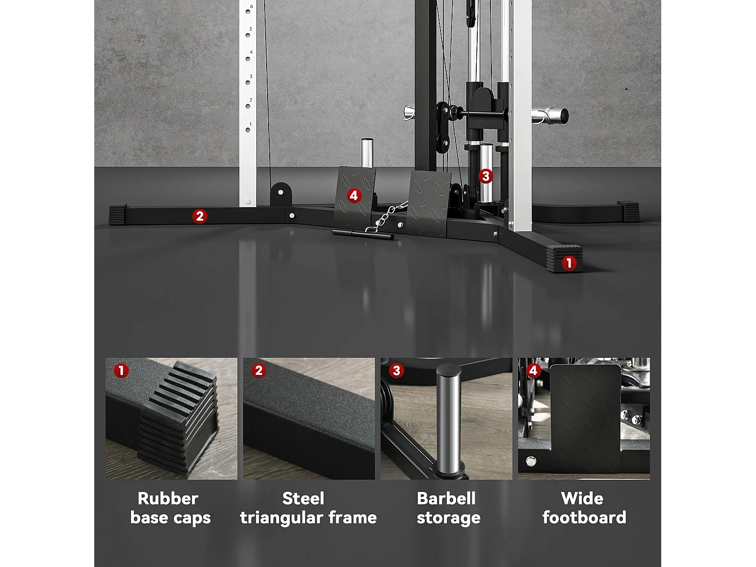 Stazione Fitness multifunzione con sbarra trazioni e bilanciere nero