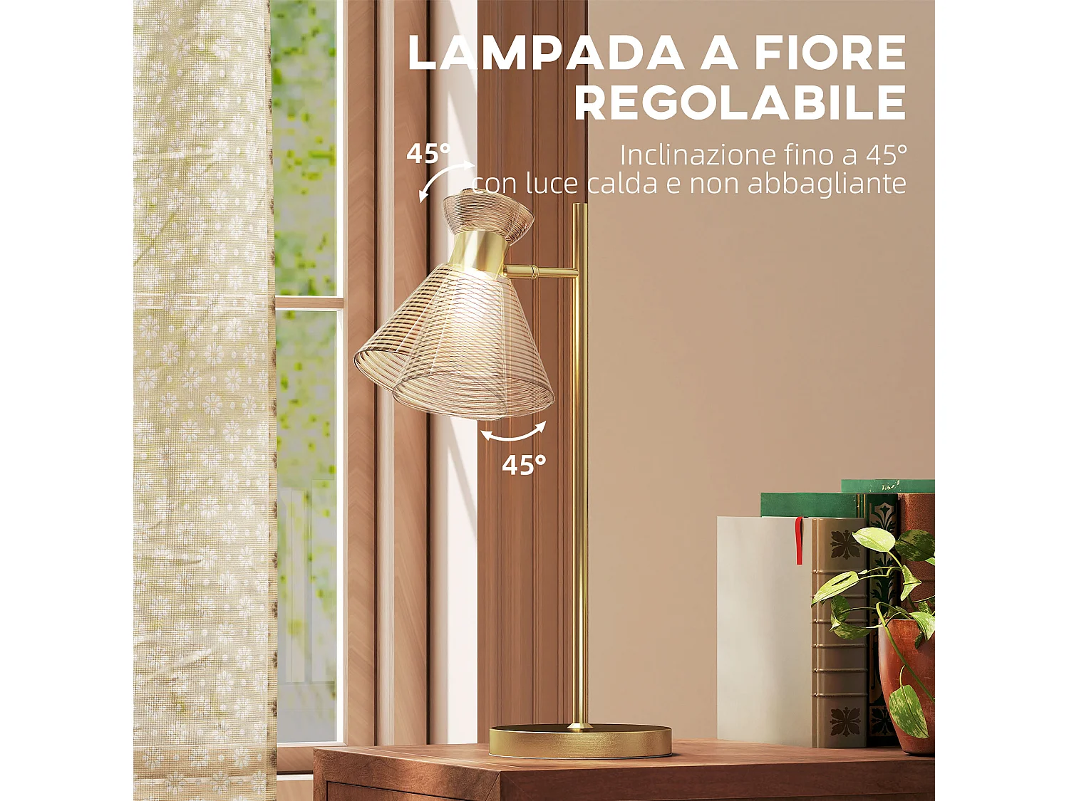 Lampada da tavolo moderna con paralume in vetro satinato oro