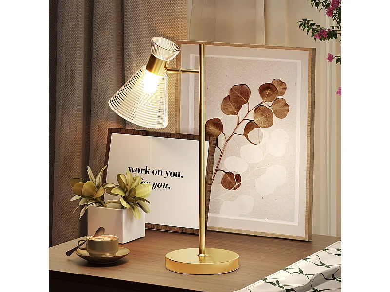 Lampada da tavolo moderna con paralume in vetro satinato oro