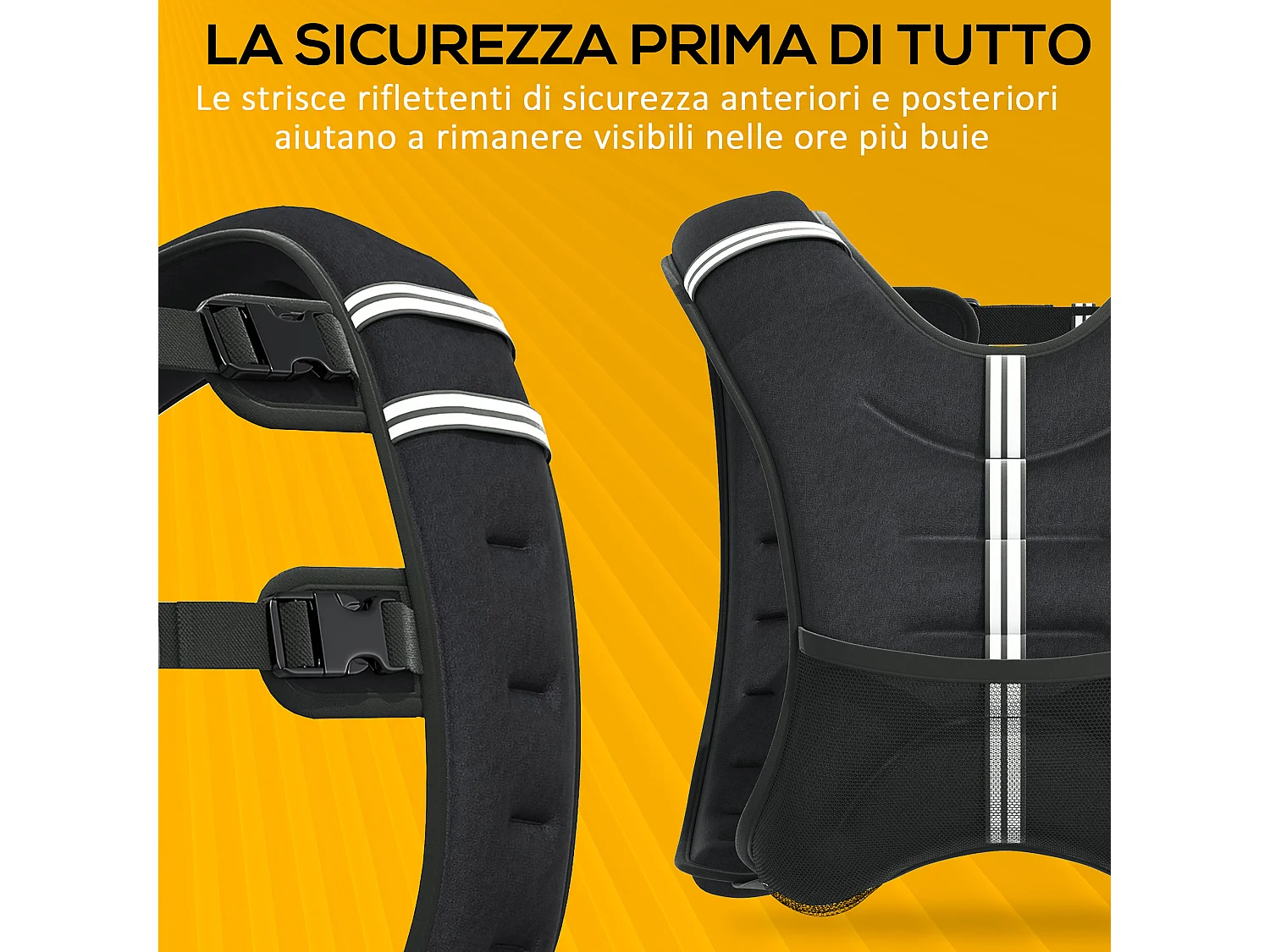 Giubbotto zavorrato 10kg traspirante con tasca portaoggetti nero