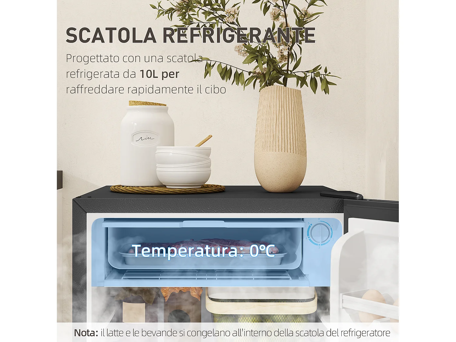 Frigorifero piccolo 91l monoporta reversibile con congelatore