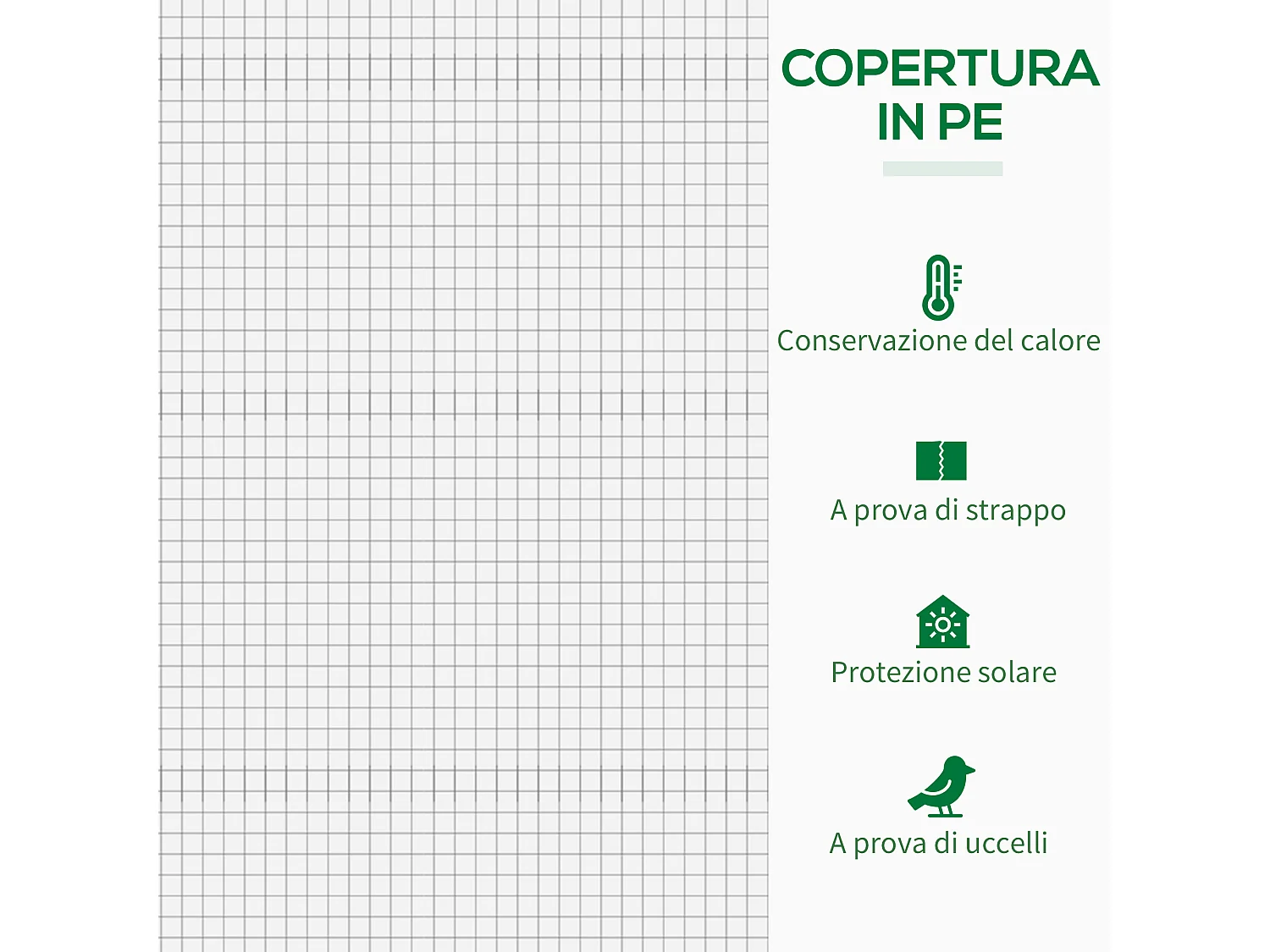 Serra da giardino con porta avvolgibile 2 finestre e bordi estesi