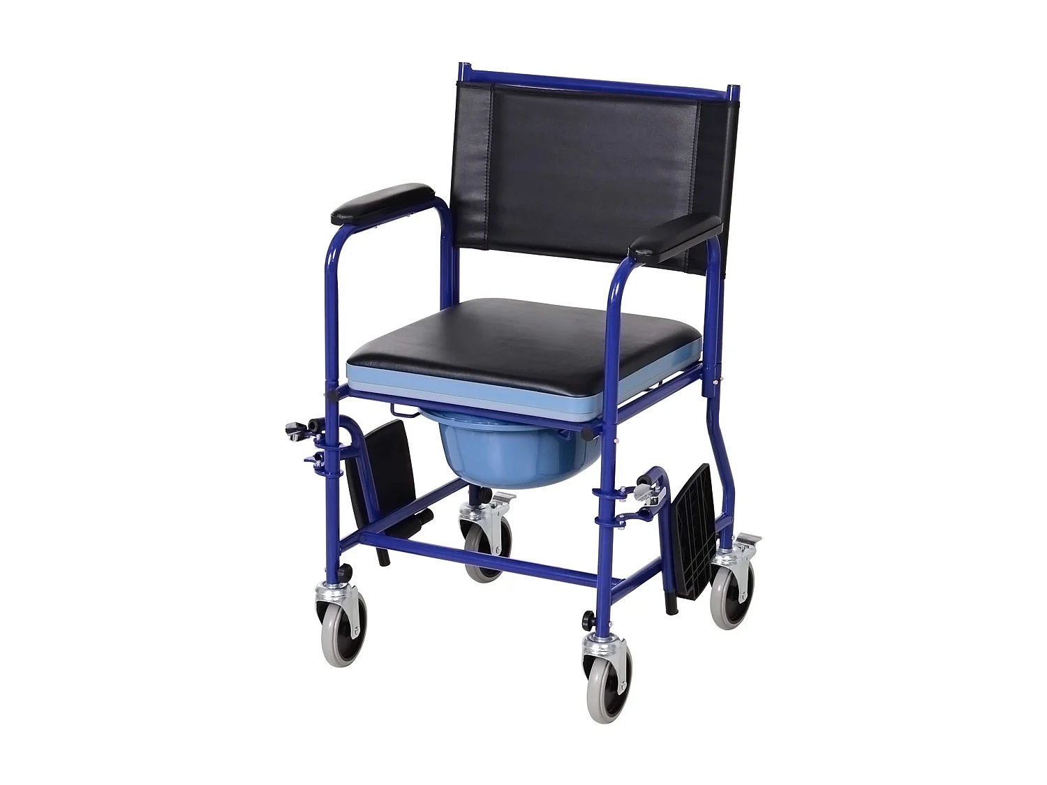 Sedia a Rotelle Bagno con Vaso Rimovibile in Tubi di Ferro e PVC