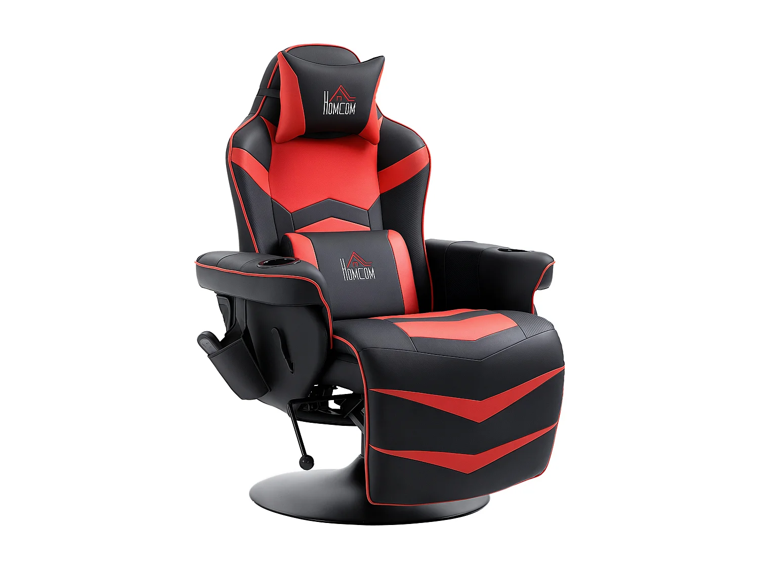 Sedia da gaming massaggiante e reclinabile con poggiapiedi nero rosso