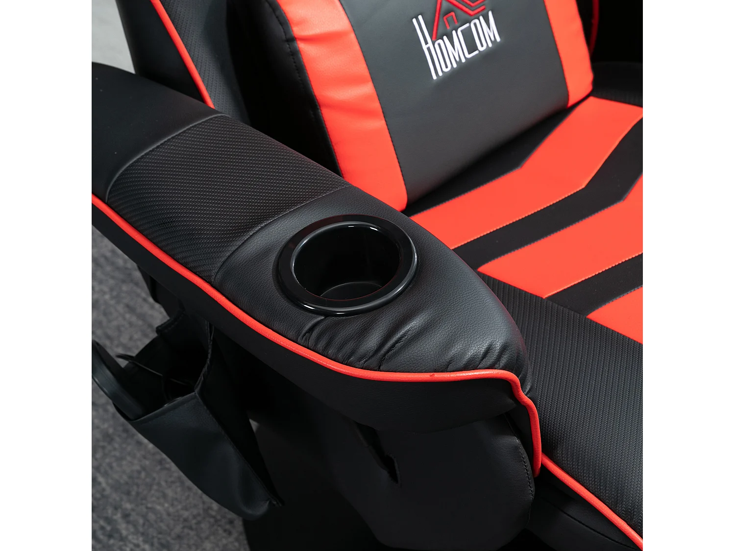 Sedia da gaming massaggiante e reclinabile con poggiapiedi nero rosso