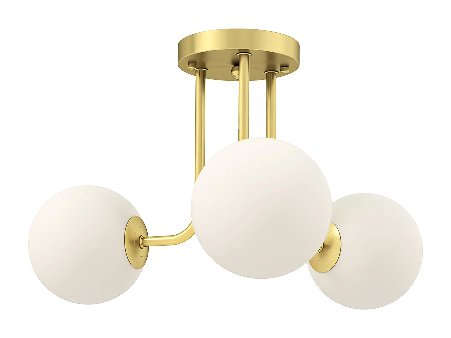 Lampadario da soffitto vintage con 3 punti luce e bracci dorati