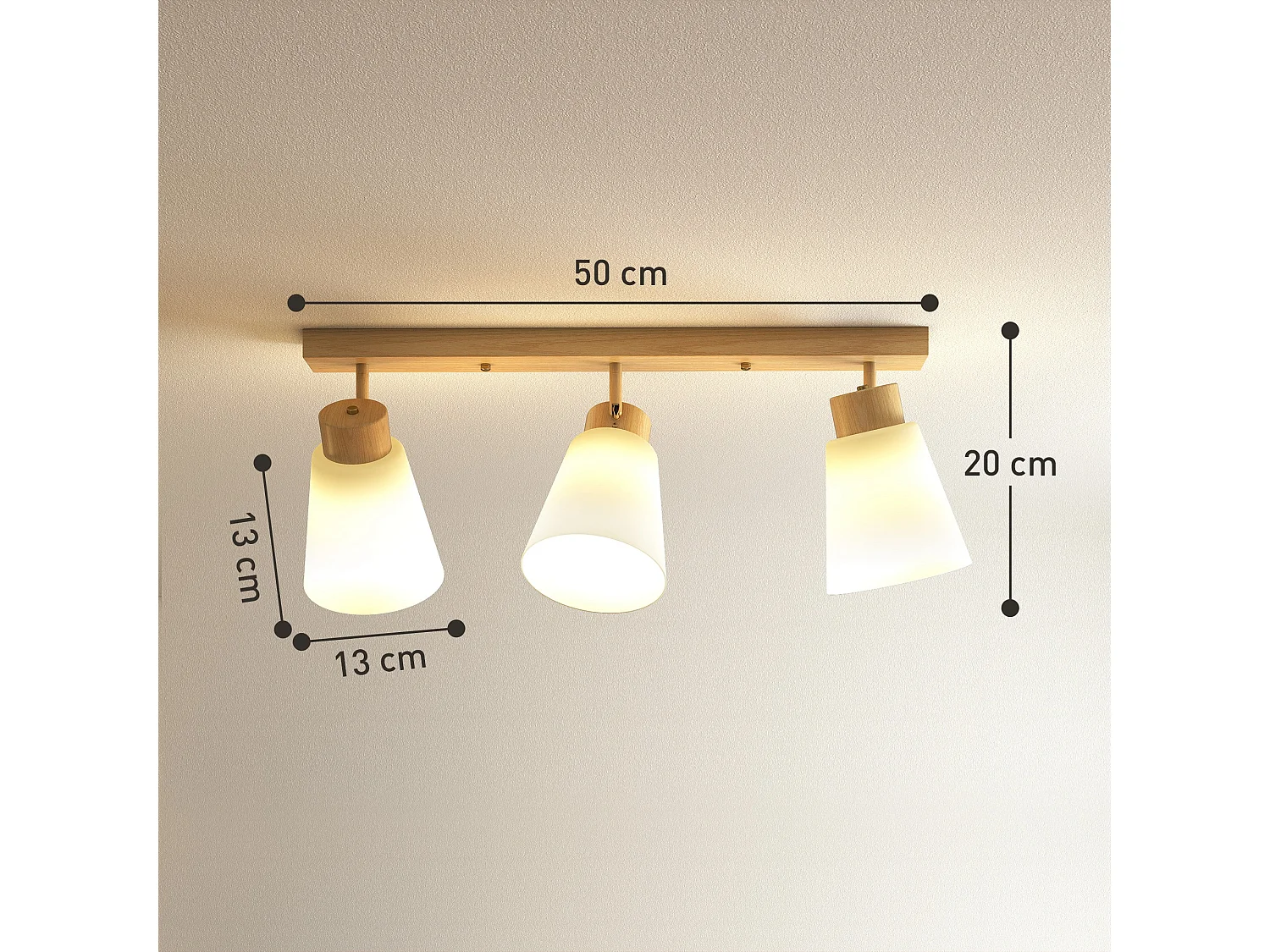Lampadario da soffitto con 3 luci regolabili a 90° attacco e27