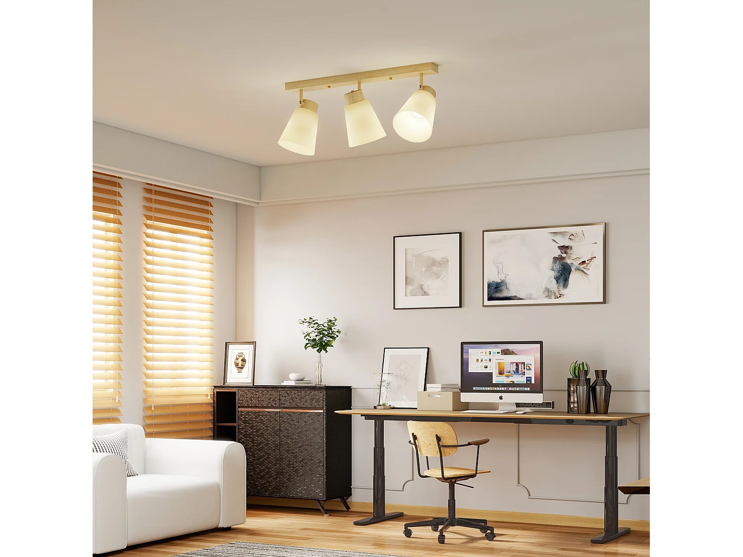 Lampadario da soffitto con 3 luci regolabili a 90° attacco e27