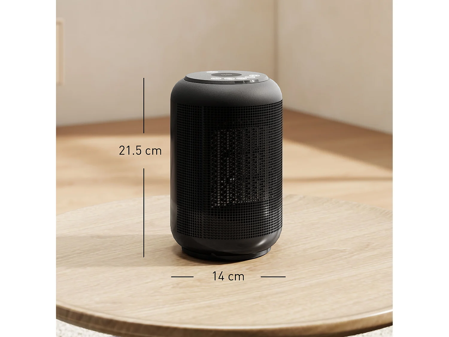 Riscaldatore elettrico a 3 modalità con timer 24h 14x14x21.5 cm nero