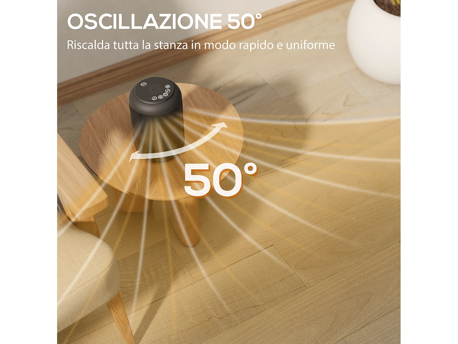 Riscaldatore elettrico a 3 modalità con timer 24h 14x14x21.5 cm nero