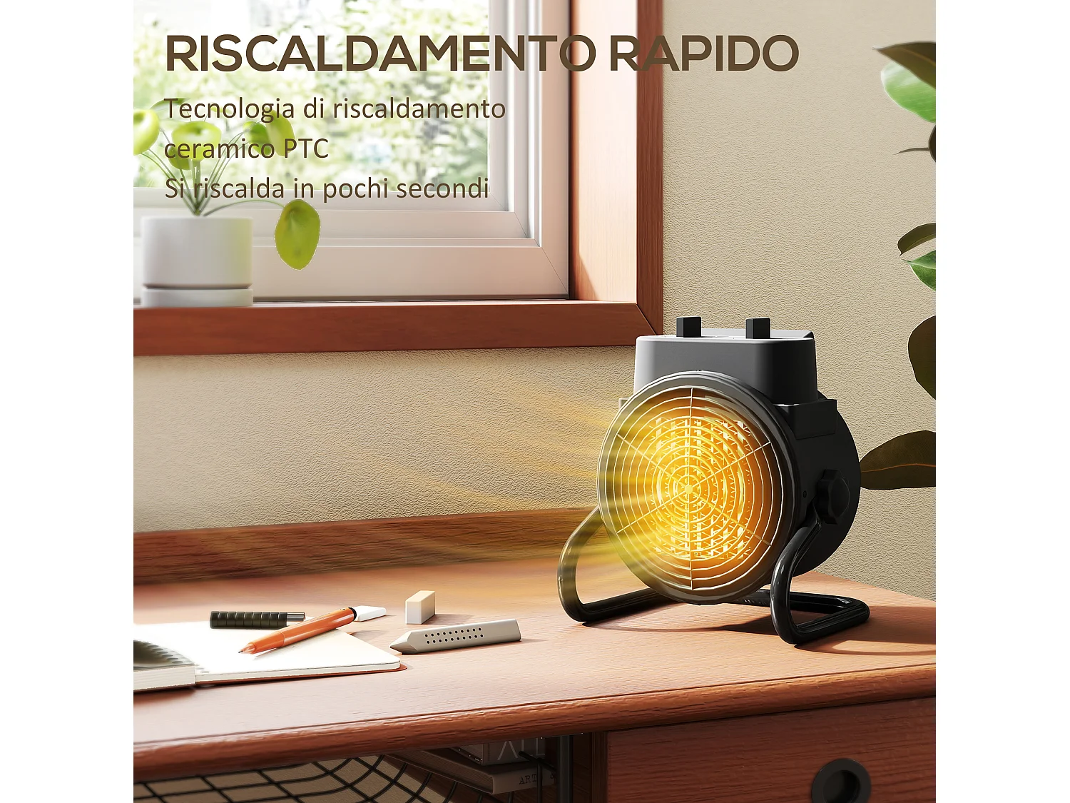 Riscaldatore elettrico regolabile a 3 modalità 21.5x15.8x22 cm nero