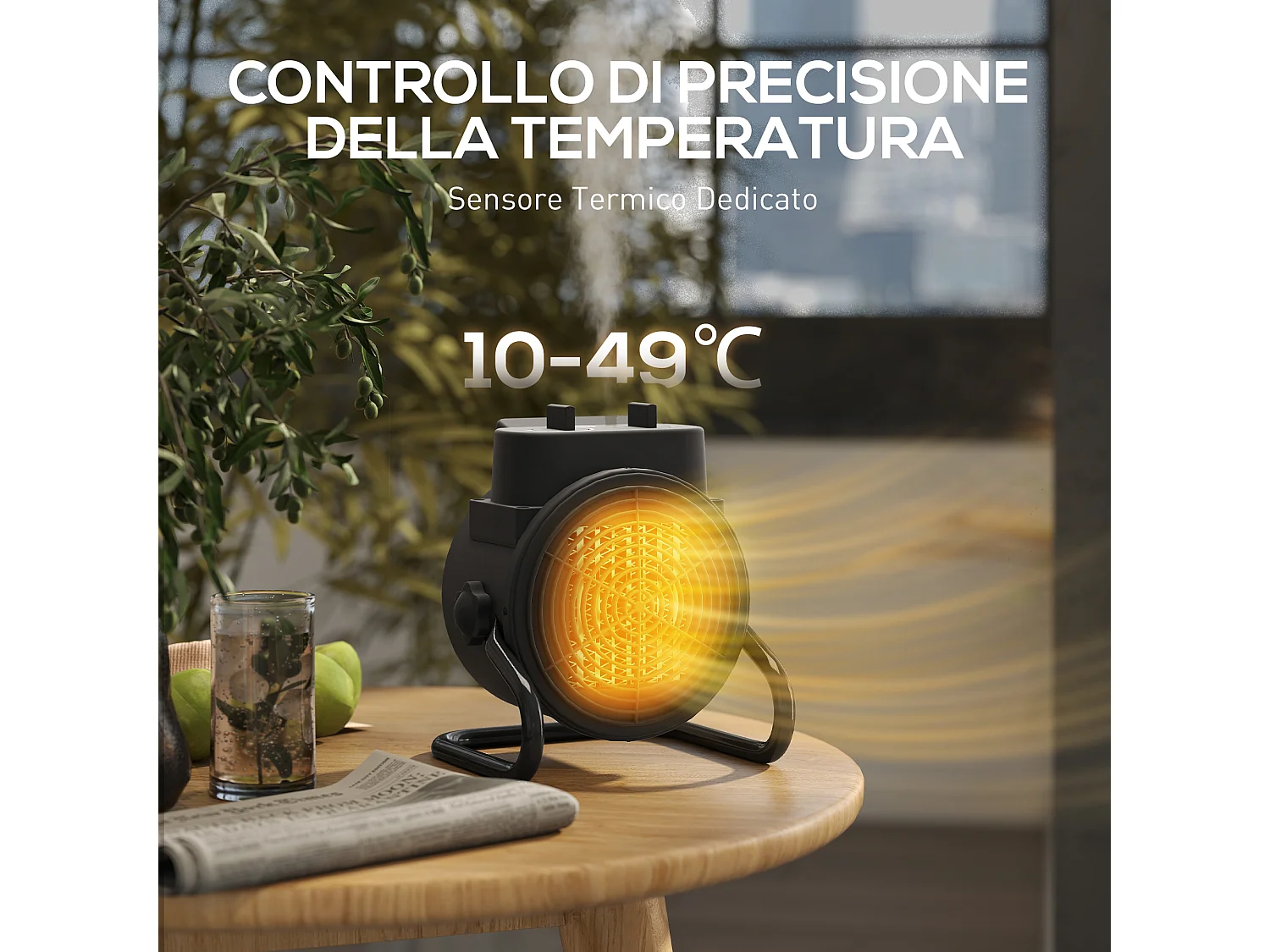 Riscaldatore elettrico regolabile a 3 modalità 21.5x15.8x22 cm nero