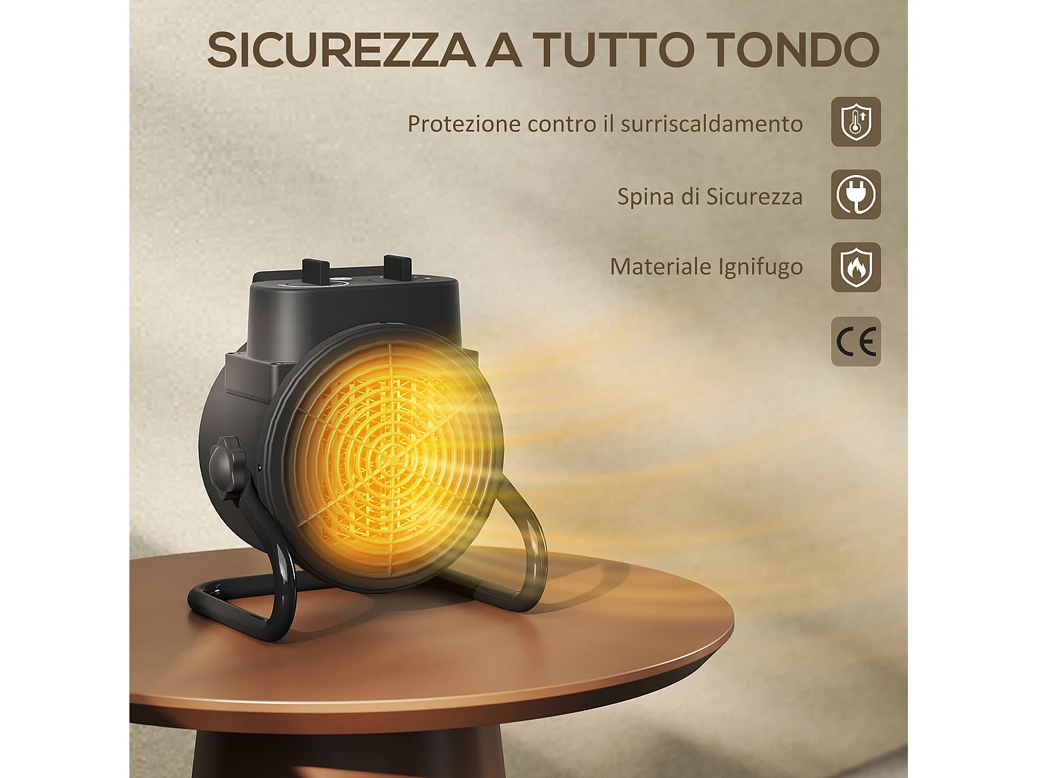 Riscaldatore elettrico regolabile a 3 modalità 21.5x15.8x22 cm nero