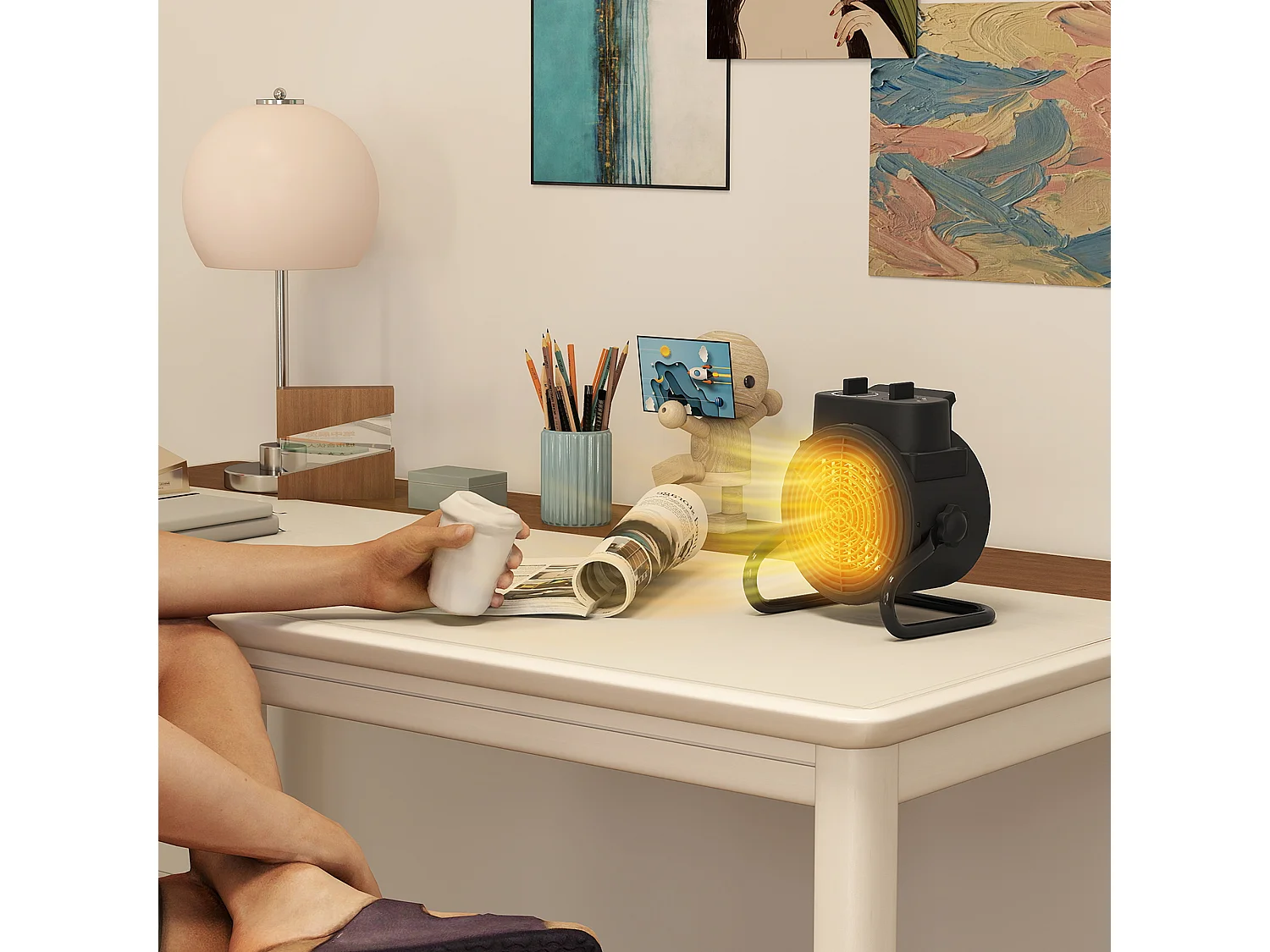 Riscaldatore elettrico regolabile a 3 modalità 21.5x15.8x22 cm nero