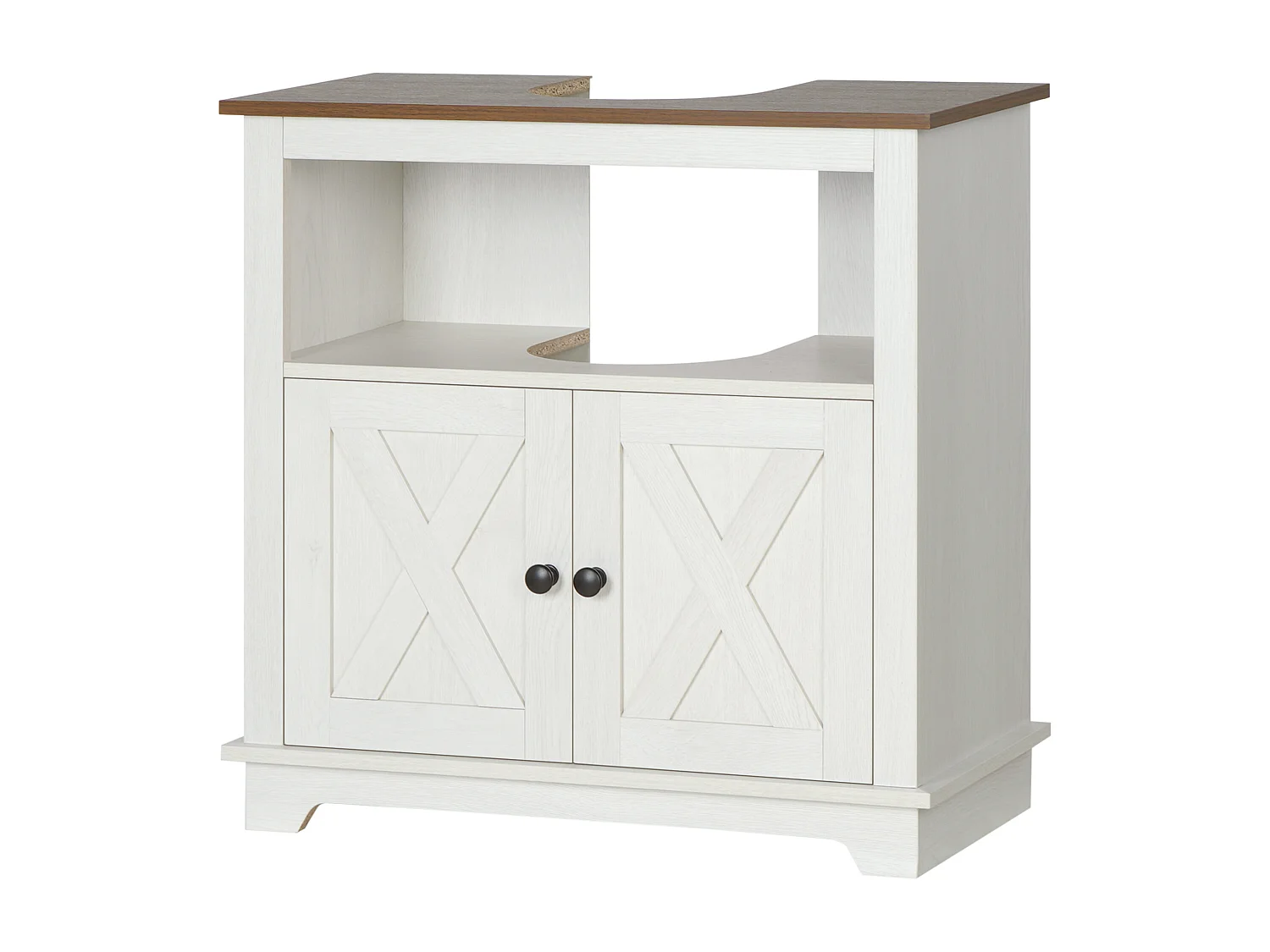 Mobile bagno sotto lavabo con armadietto a 2 ante e ripiano bianco