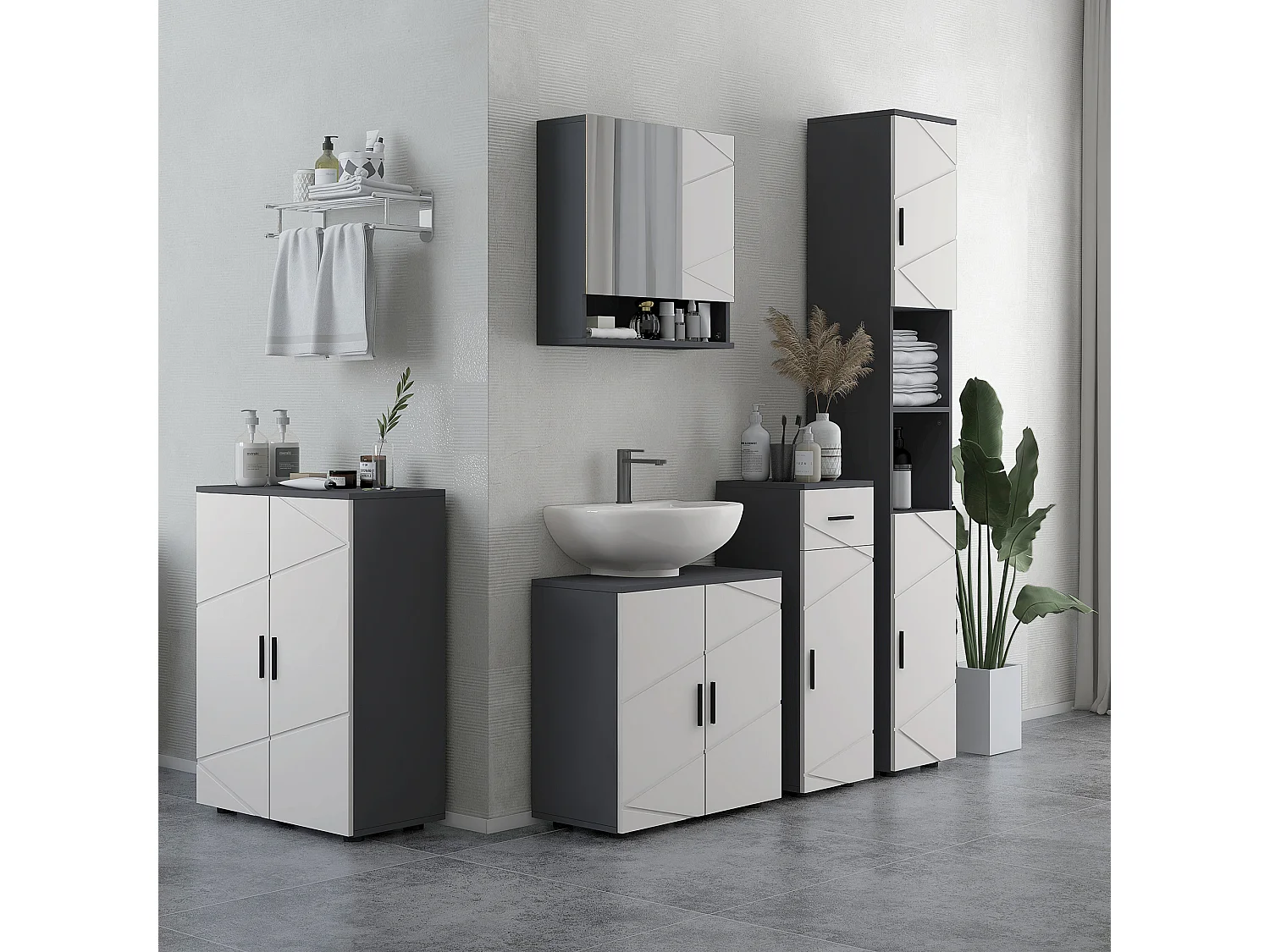 Mobile bagno 2 ante sottolavabo in legno grigio