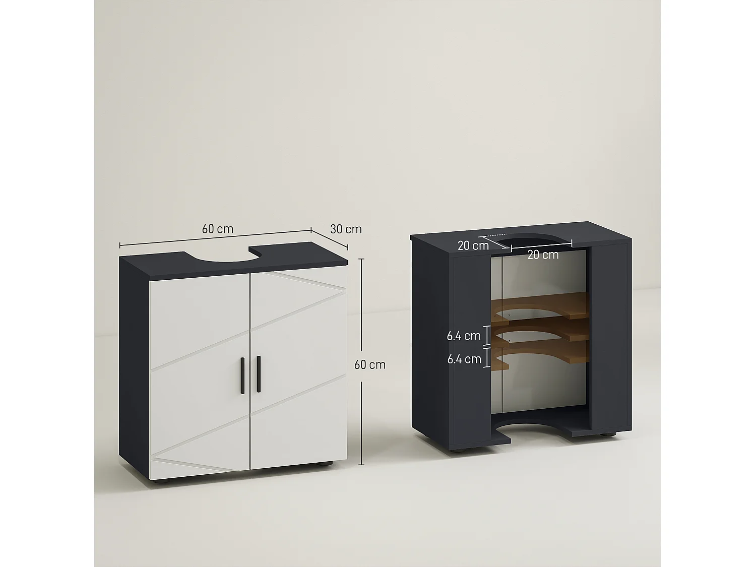 Mobile bagno 2 ante sottolavabo in legno grigio