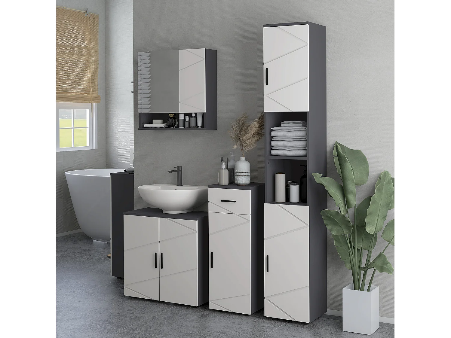 Mobile bagno 2 ante sottolavabo in legno grigio