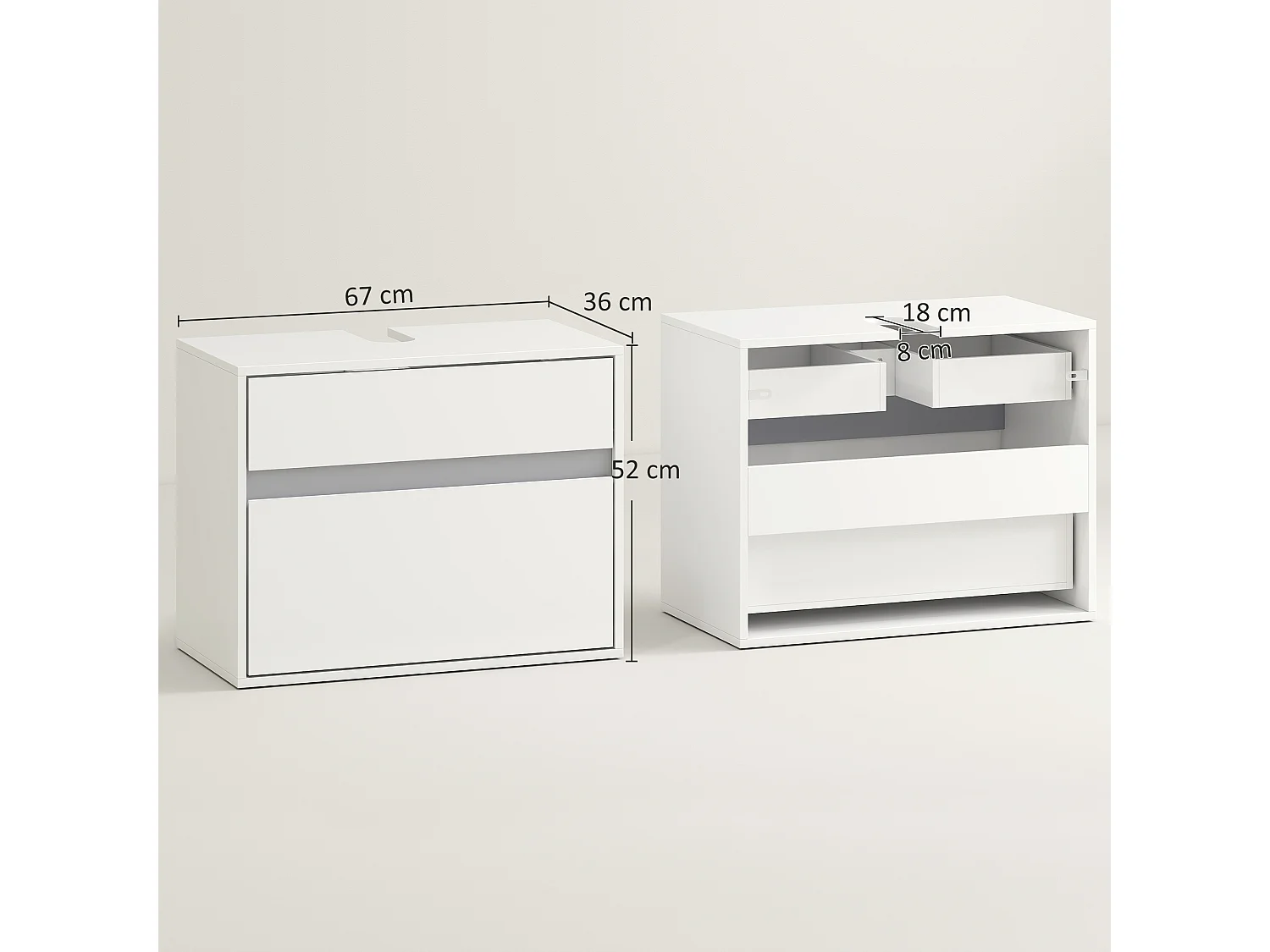 Mobiletto sottolavabo e copricolonna in legno bianco