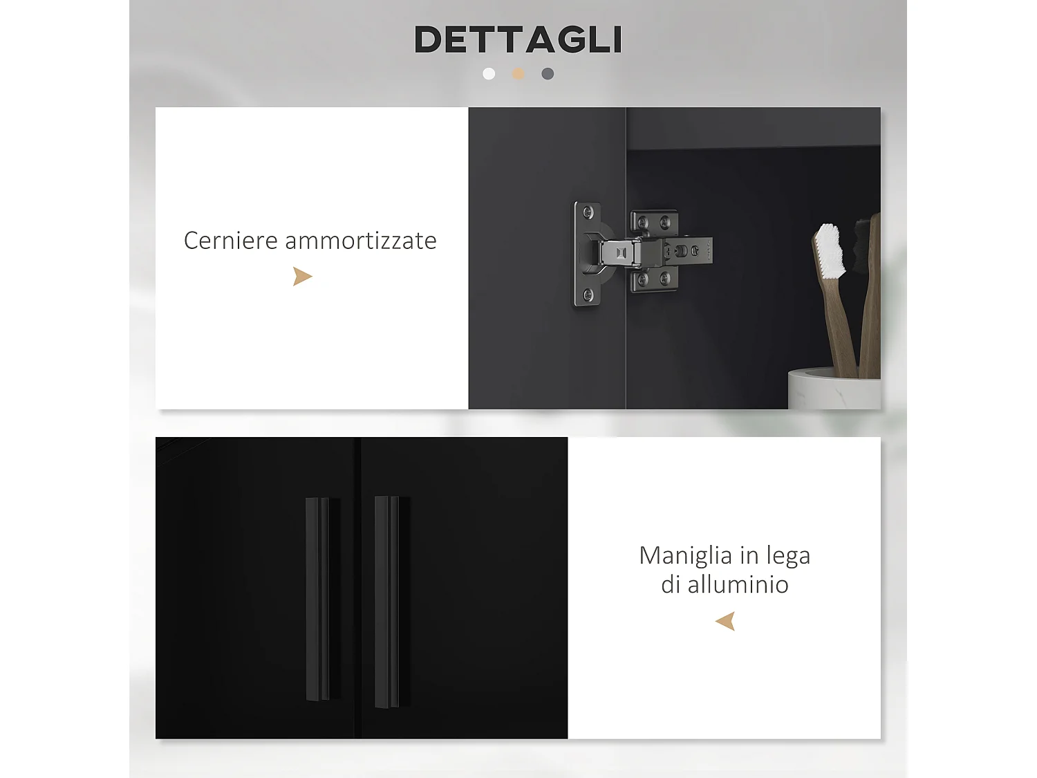 Mobile bagno sottolavabo a 2 ante in legno 60x30x60cm nero