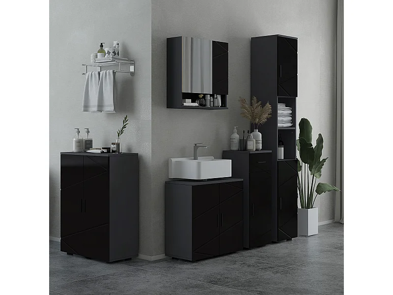 Mobile bagno sottolavabo a 2 ante in legno 60x30x60cm nero
