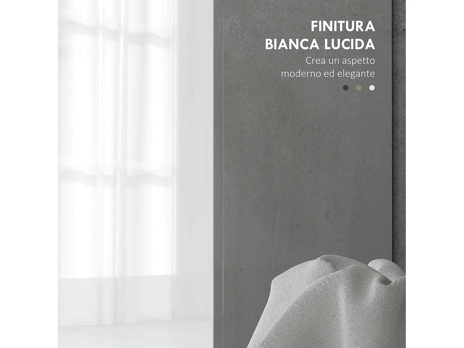 Mobile sottolavabo bagno con 2 ante e ripiano regolabile bianco lucido