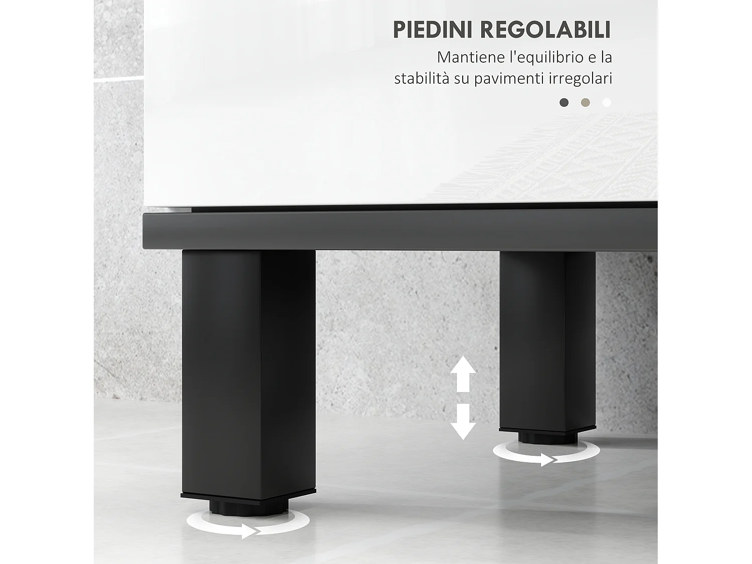 Mobile sottolavabo bagno con 2 ante e ripiano regolabile bianco lucido