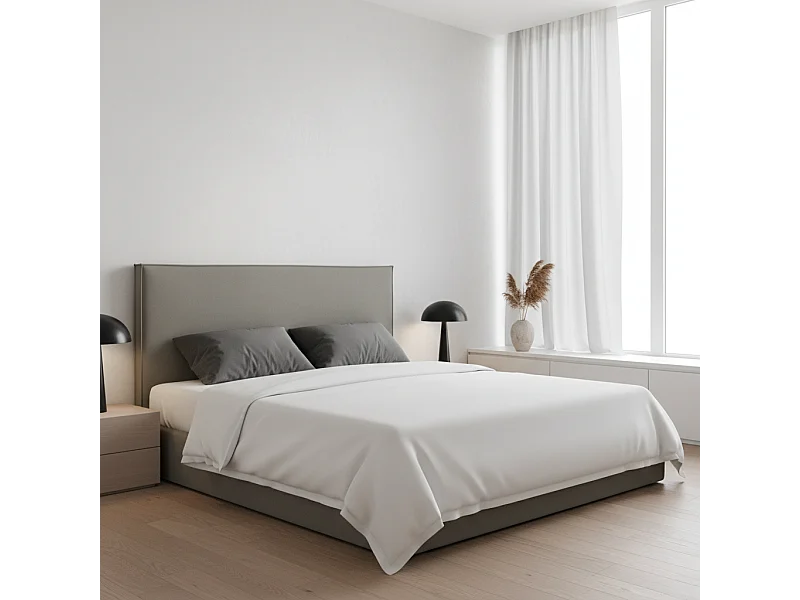 Cabecero Mox de madera tapizado Antracita Tela Antimanchas . Para cama de 150 cm - 160x125 cm