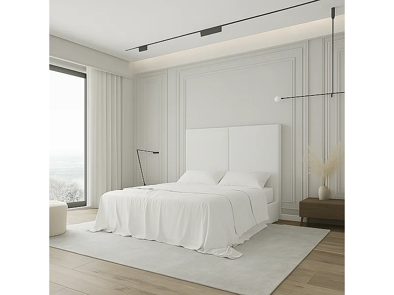 Cabecero Aura blanco – diseño moderno y minimalista, protección antimanchas – cama 150 cm – 160x125 cm