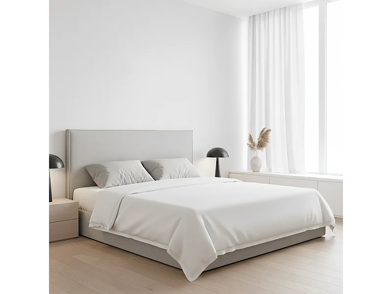 Cabecero Mox de madera tapizado Gris Tela Antimanchas . Para cama de 160 cm - 170x125 cm