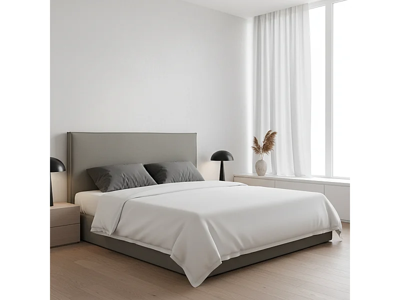 Cabecero Mox de madera tapizado Antracita Tela Antimanchas . Para cama de 140 cm - 150x125 cm